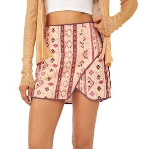 NWT Free People Cleo Printed Faux Wrap Mini Skirt